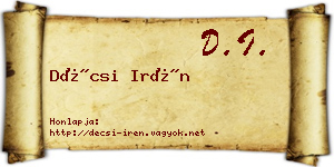 Décsi Irén névjegykártya