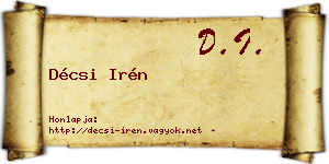 Décsi Irén névjegykártya